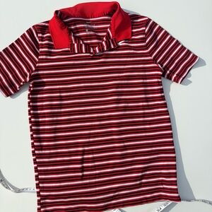 Nike Kids Red and White Striped Polo Shirt, YL